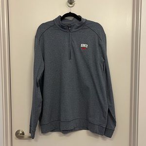 Men’s SMU Quarter Zip, Grey, XL